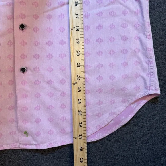 Robert Graham Mens Pink Purple Geometric Short Sleeve Button Down Shirt S - Picture 6 of 6